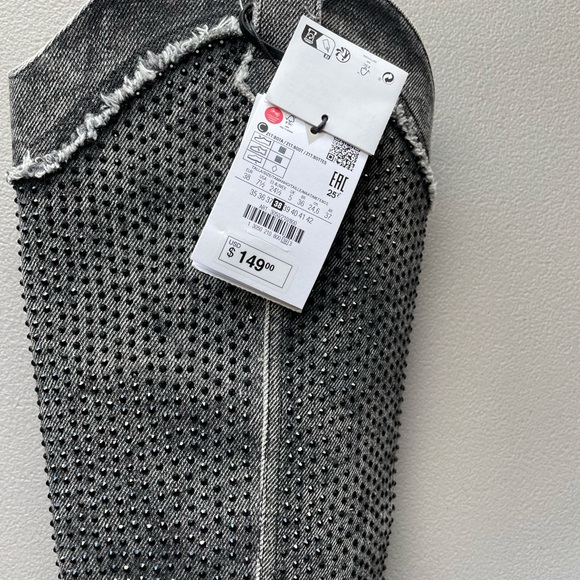 ZARA RHINESTONE DENIM COWBOY BOOTS - Picture 14 of 16